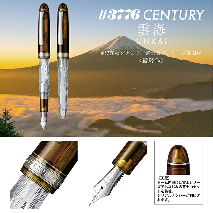 PLATINUM プラチナ万年筆 #3776 CENTURY センチュリー 富士雲景 雲海 #61 ウンカイ 万年筆 富士の葡萄染 瓶インク付 PNB-650FU-L JAN:4977114117879